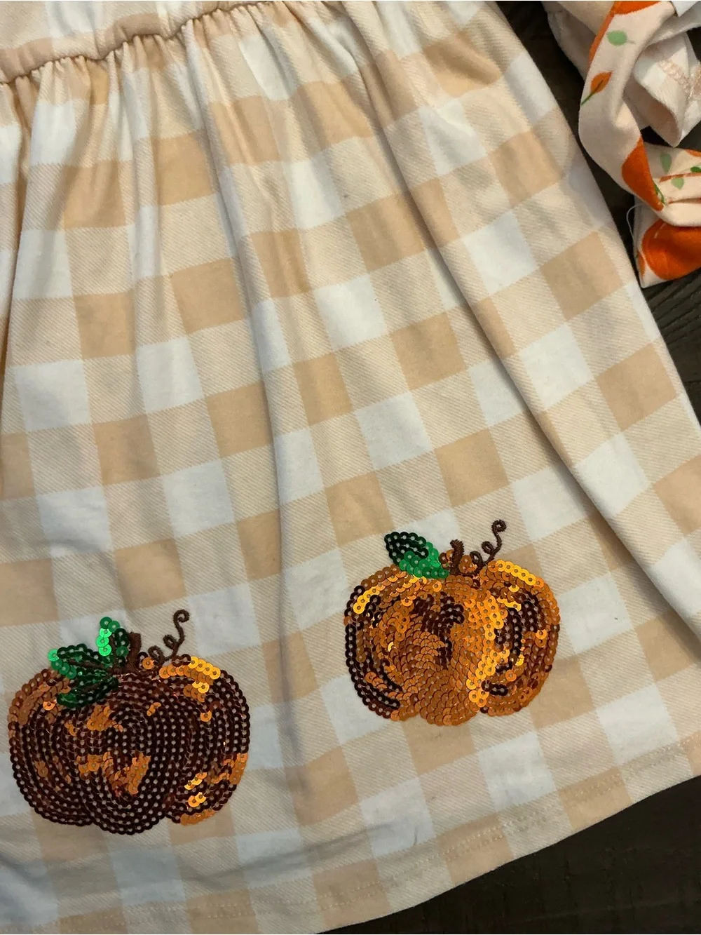 Rare Too Orange Pumpkin Print Ruffle Kids Dress 2 piece set